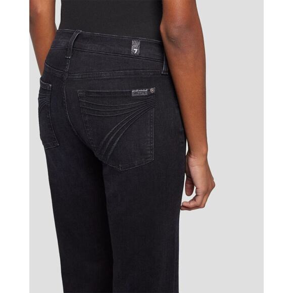 7 for All Mankind Tailorless Dojo Flare Jeans Denim in Black Rose Size 33 NWT - Picture 3 of 13